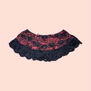Black and Red Lace Skirt Thong